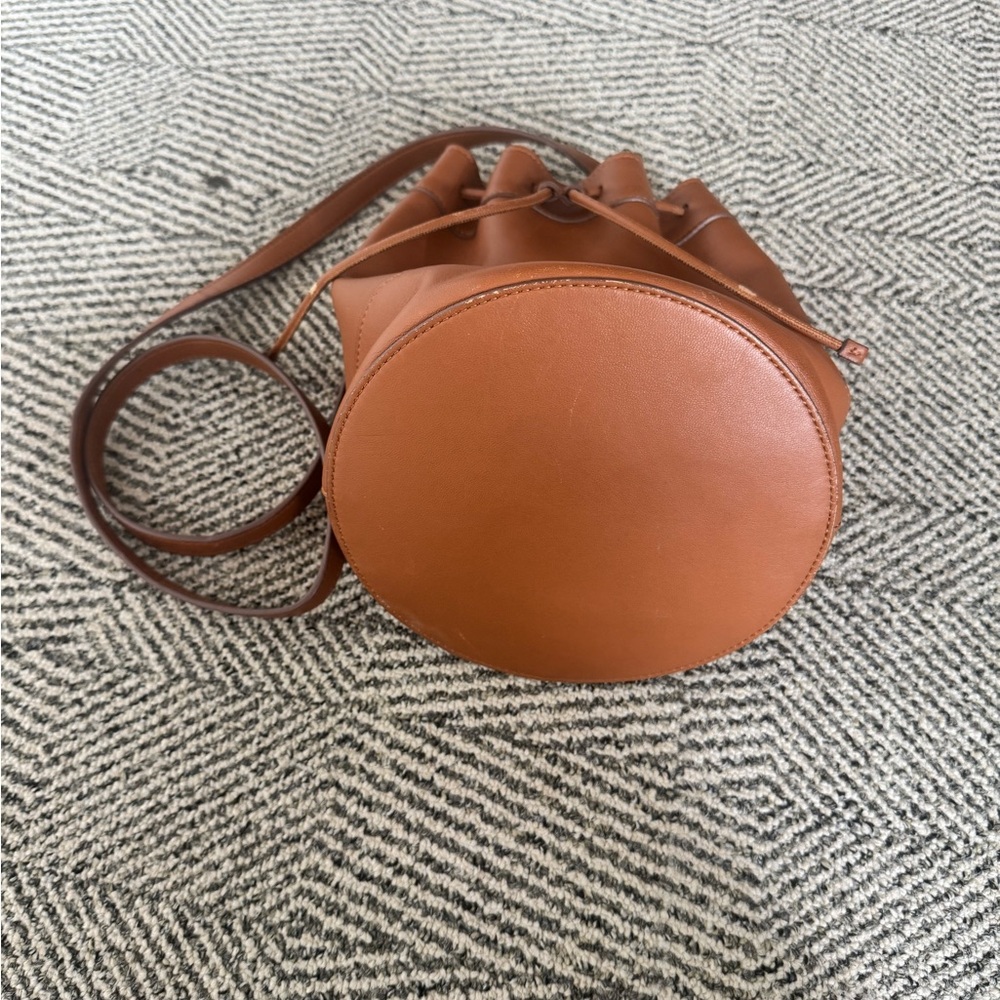 Jenni Kayne Leather Mini Drawstring Bucket Bag in Saddle - Picture 3 of 14